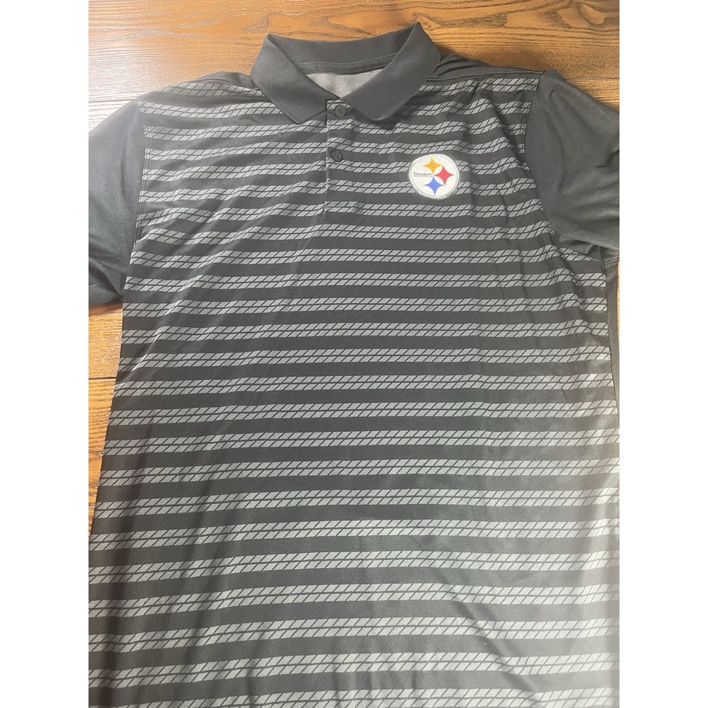 Nike Pittsburgh Steelers NFL Dri-FIT Polo Men's Medium Black Gray Stripe